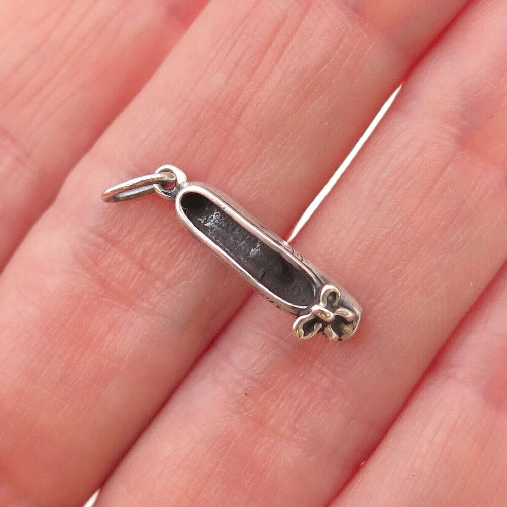Sunwest 925 Sterling Silver Vintage Ballerina Shoe 3D Mini Charm Pendant